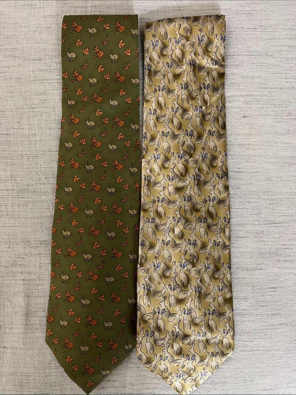 Set of 2 Men's Neckties | Rabbits Hares Autumn Easter